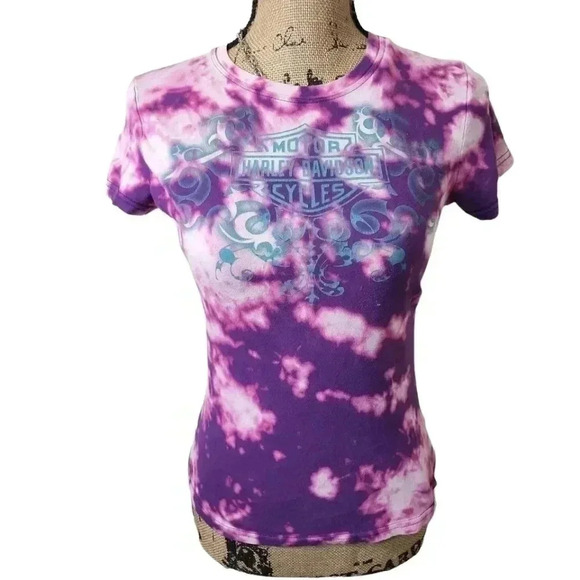 Harley Davidson bleached dye tee. Size small - Picture 3 of 6